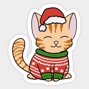 Christmas Sweater Orange Tabby Cat Sticker